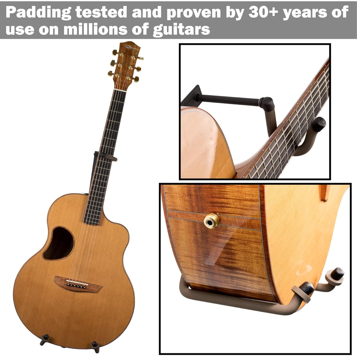 String Swing Guitar Holder Thin Wide Body for Horizontal Flat Wall Mount - 1 Piece Unit CC151-LPW-FW