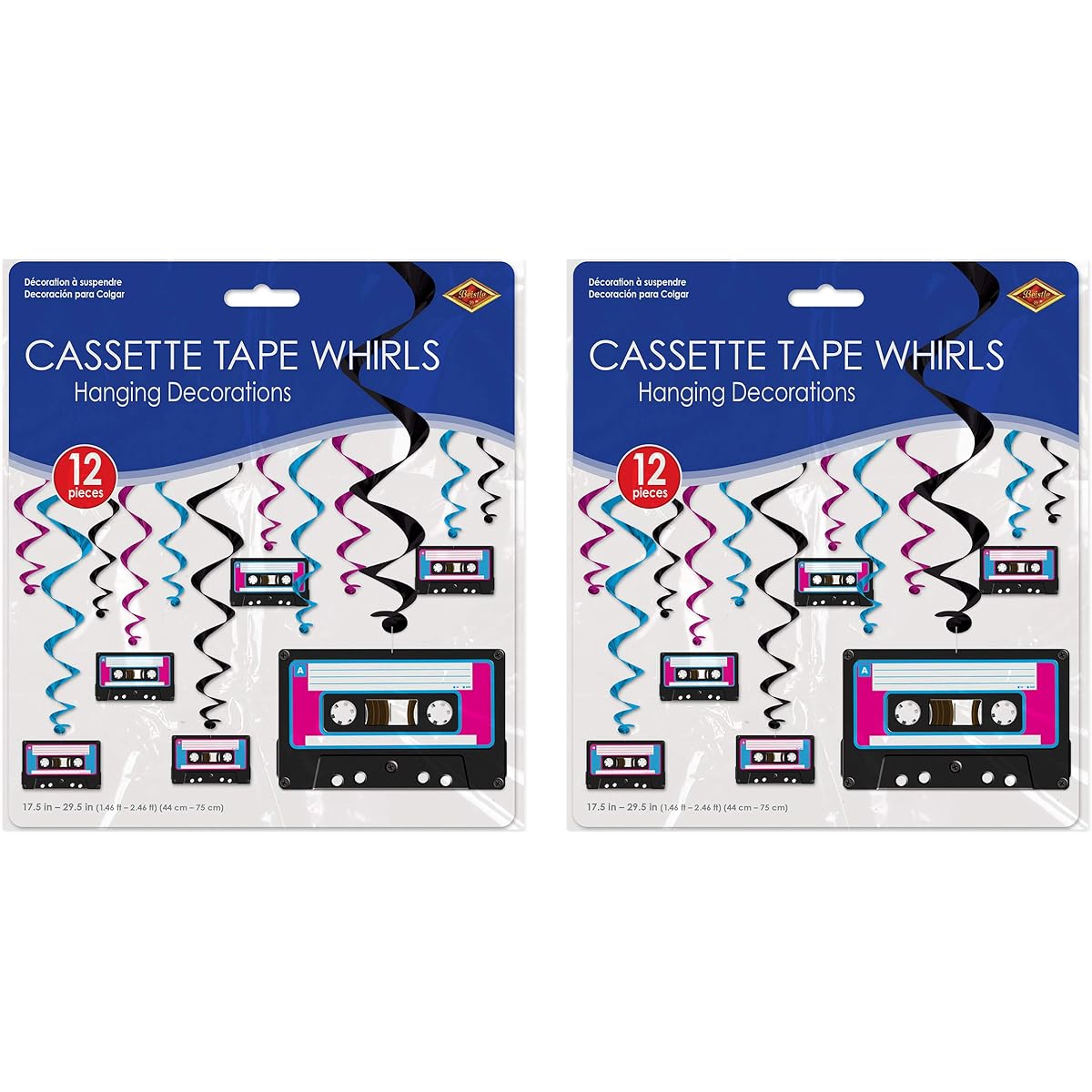 Beistle 53587 Cassette Tape Whirl 24 pcs 17.5"-31" Multicolor