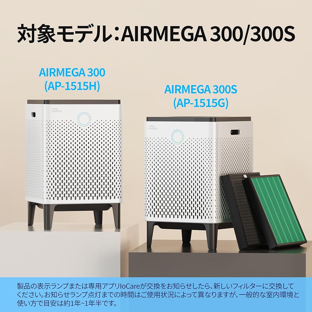 COWAY Air Purifier AIRMEGA 300 Airmega Replacement MAX2 Green Filter Set of 2