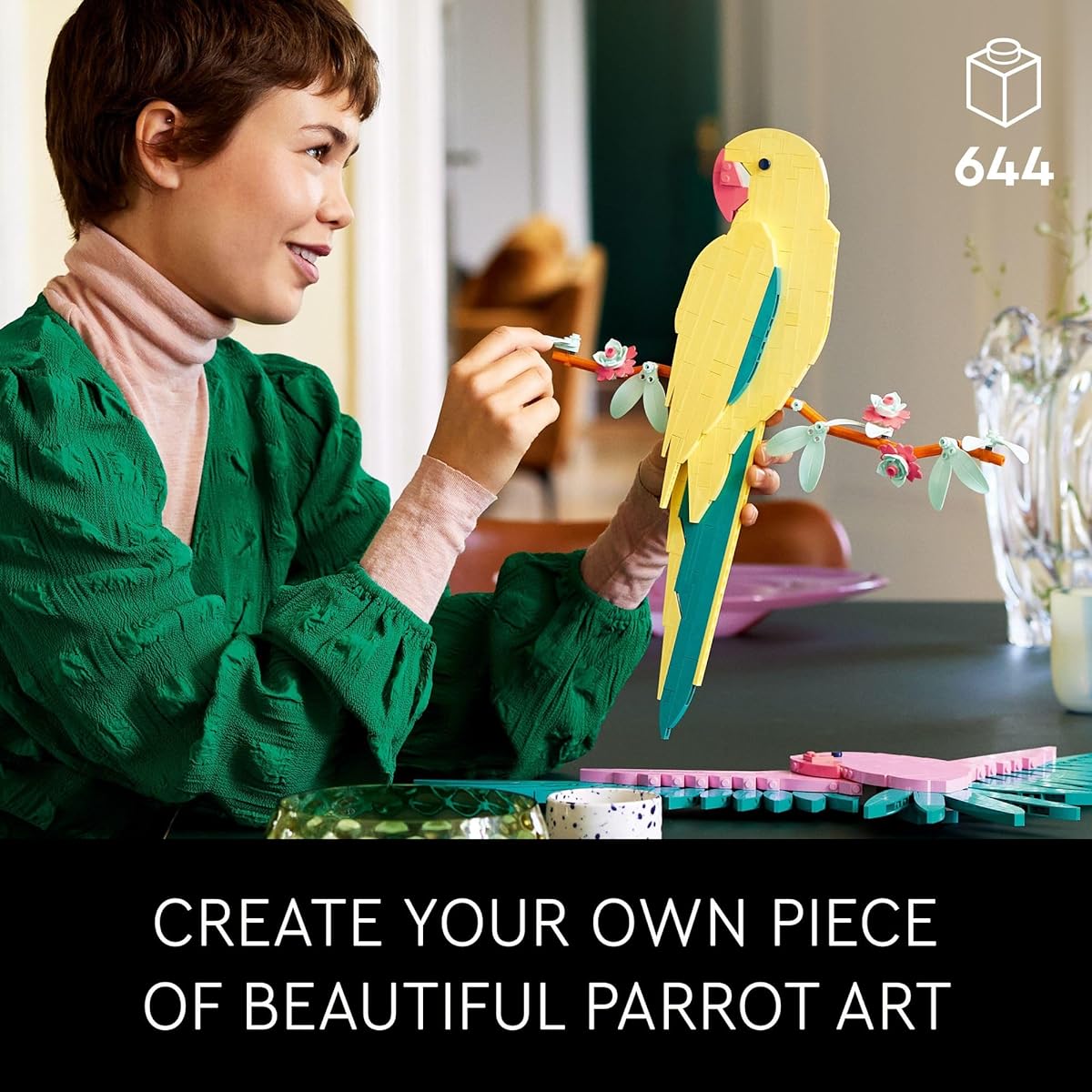LEGO Art The Fauna Collection – Macaw Parrot, Nature Wall Artwork for Living Room Decor Home Office Decor Ideas, Build and Display Creative Activities for Artistic Adults 31211