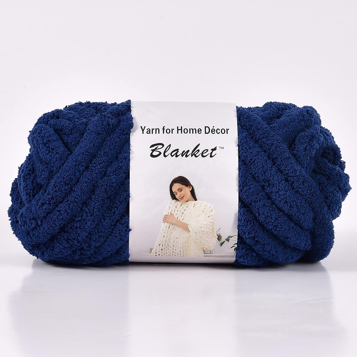 clootess Chenille Chunky Yarn Bulky Large Robe Handmade Knit DIY Sofa Bed Throw Blanket 5 lbs Blue CL-Chenille-1-Yarn-Navy-2.26