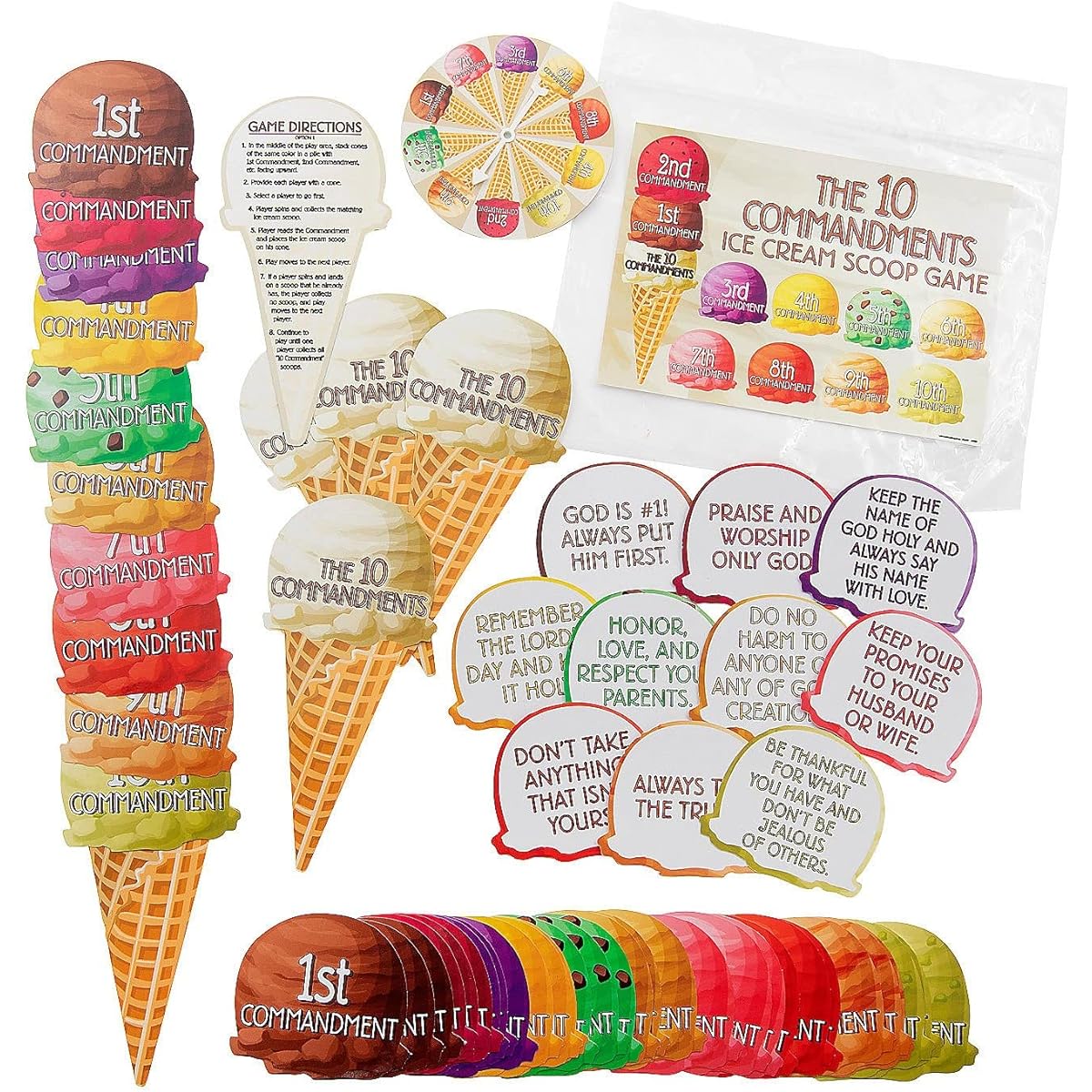 Fun Express Ten Commandments Ice Cream Scoop Game Religious Sunday School Education 51 Pieces
