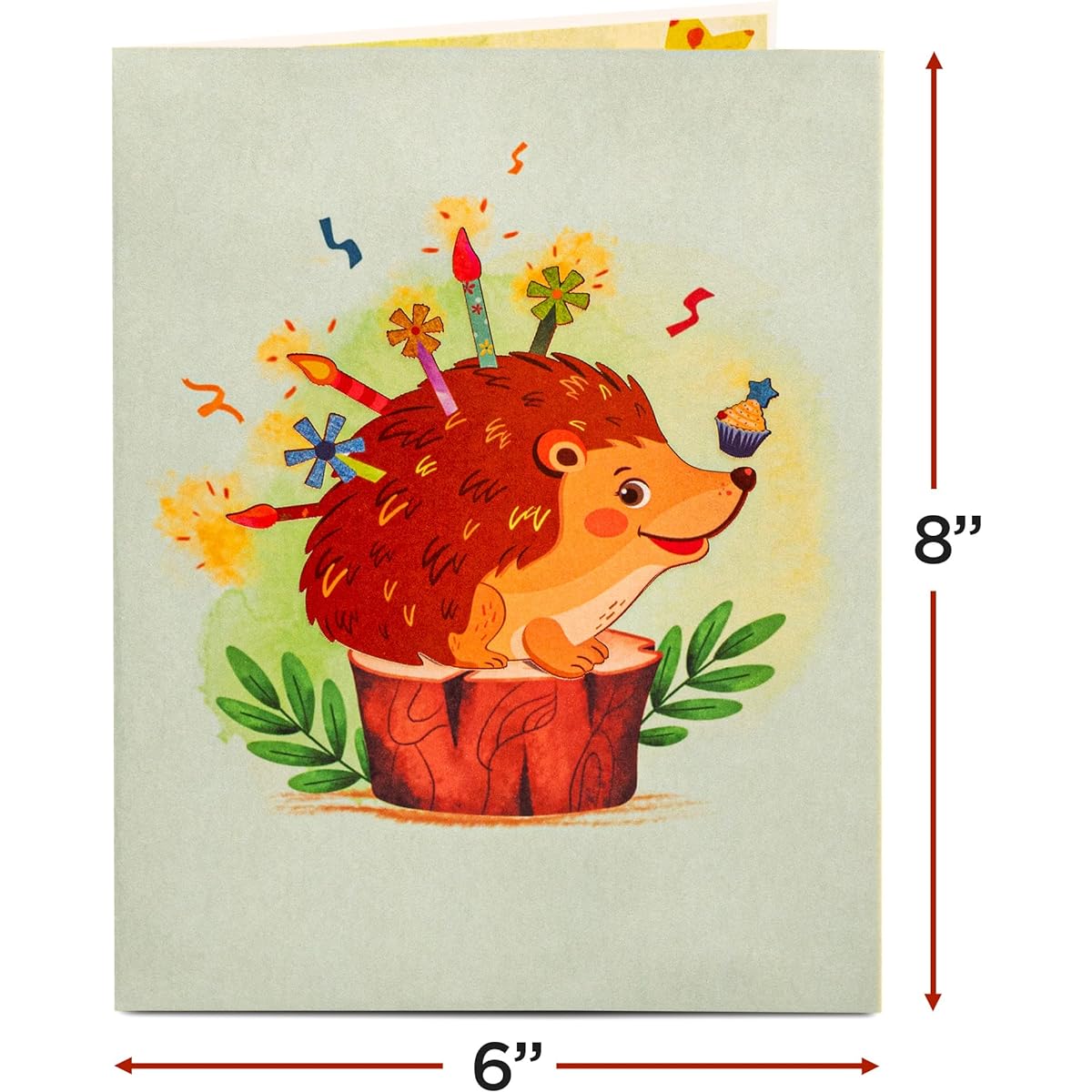 Paper Love Frndly 3D Birthday Hedgehog Pop Up Card for Adults and Kids 5" x 7" Cover with Envelope and Note Tag