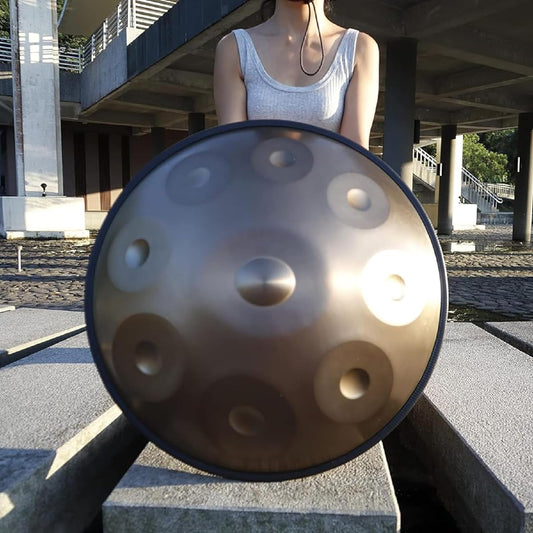 Handpan Drum Instrument 9 Notes, Premium 440HZ Handpan Steel Drum in D Minor with Soft Handpan Bag, Harmonic Percussion for Sound Healing, Personal Meditation, Yoga