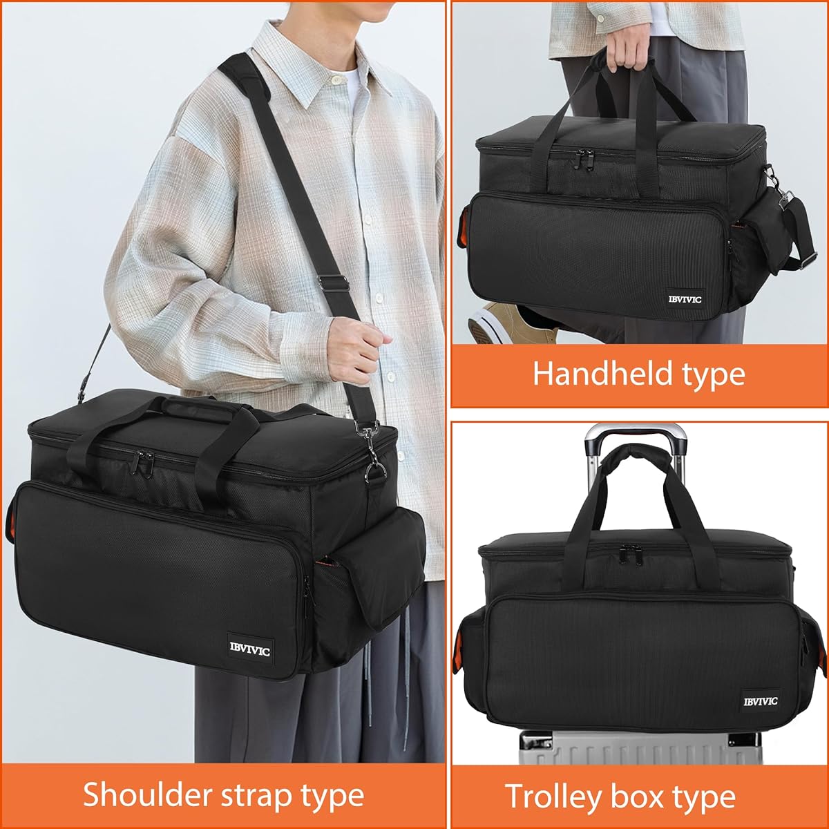 IBVIVIC Gig Band Cable File Bag with Adjustable Dividers DJ Cable Gig Bag for Cables, Cords, DJ Gear and Musician Accessories 20" x 12" x 12"