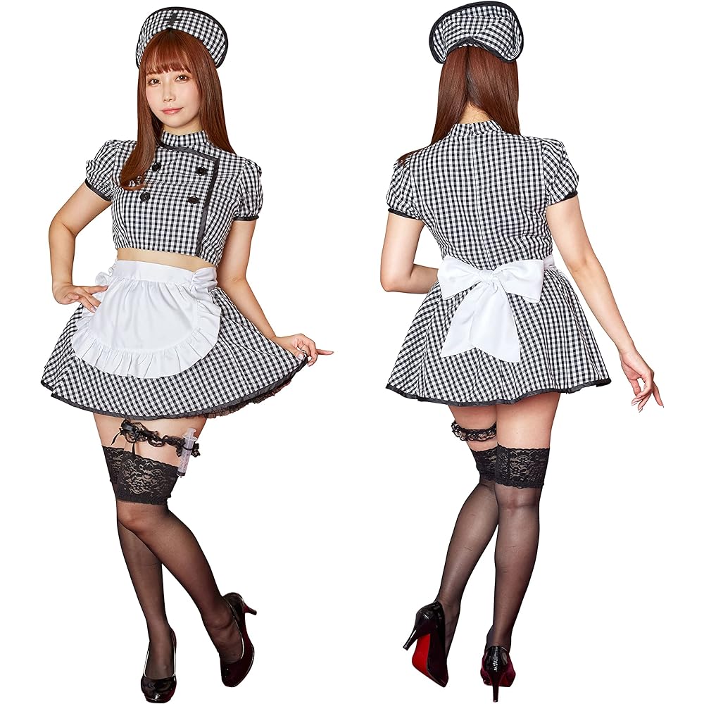 Clearstone Lyrical Palette Cosplay Halloween Checked Nurse Maid Maid Maid Clothes Nurse Nurse Clothes Checkered Women's Black Costume Fancy Dress Costume