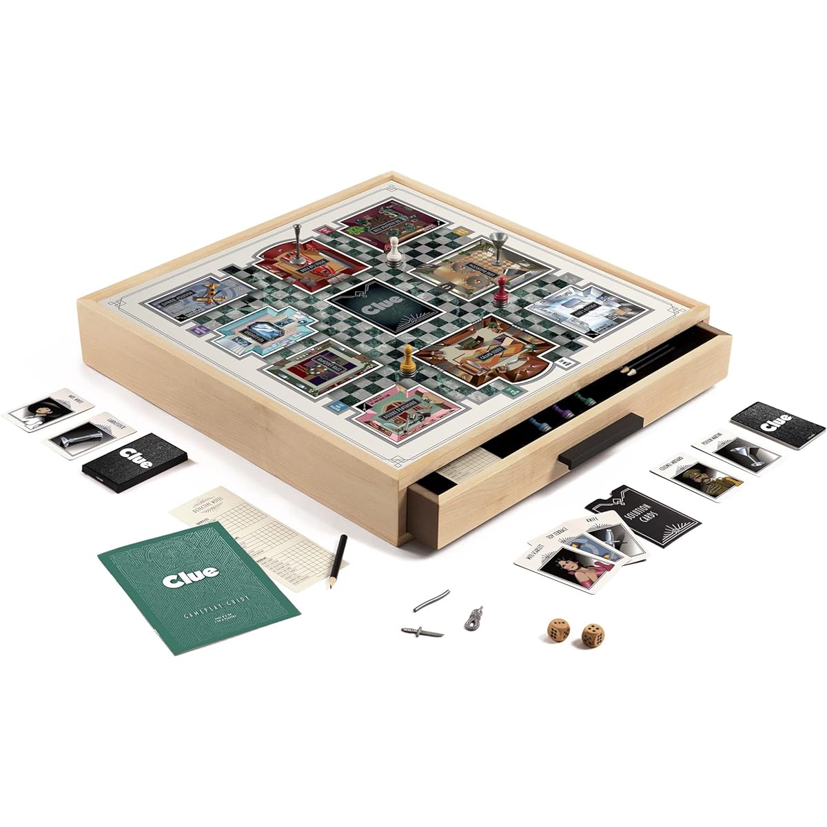WS Game Company Clue Luxe Edition with Solid Maple Wood Cabinet