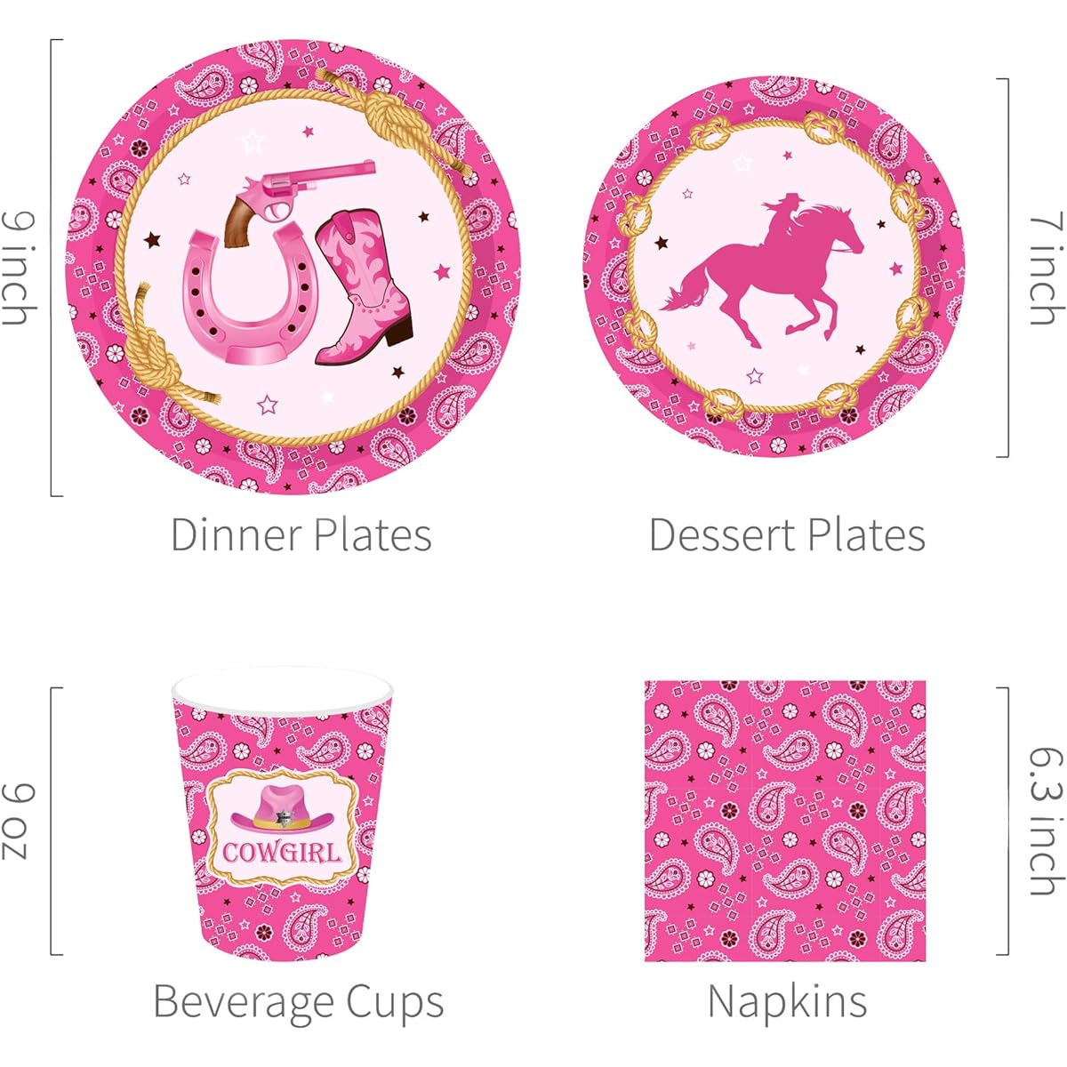 33 Pieces Pink Cowgirl Birthday Party Supplies, Cowgirl Birthday Banner, Cowgirl Party Plates, First Rodeo Birthday Party Supplies, First Rodeo Decorations, Little Cowgirl Party Supplies