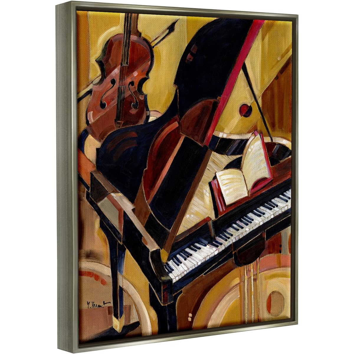 Stupell Industries Musical Instruments Modern Piano Floating Framed Wall Art Designed by Paul Brent