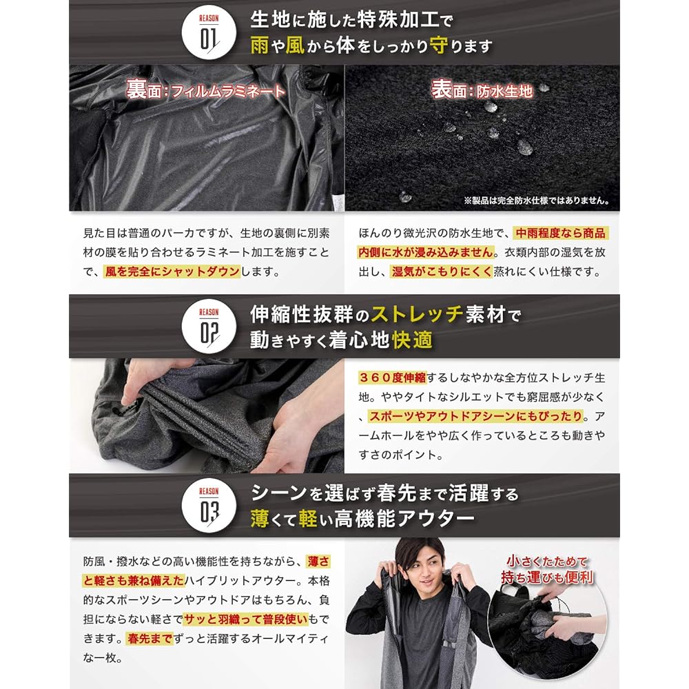 [IMPACTORY] Windproof Stretch Parka Lite Men's Women's Lightweight Waterproof 013132I