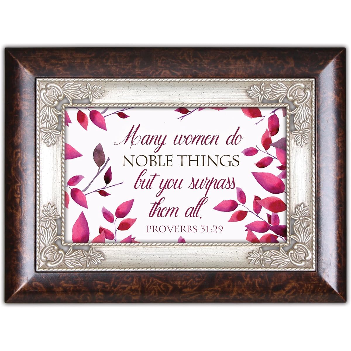 Many Women's Do Noble Things Burlwood Italian Style Music Box Plays Amazing Grace