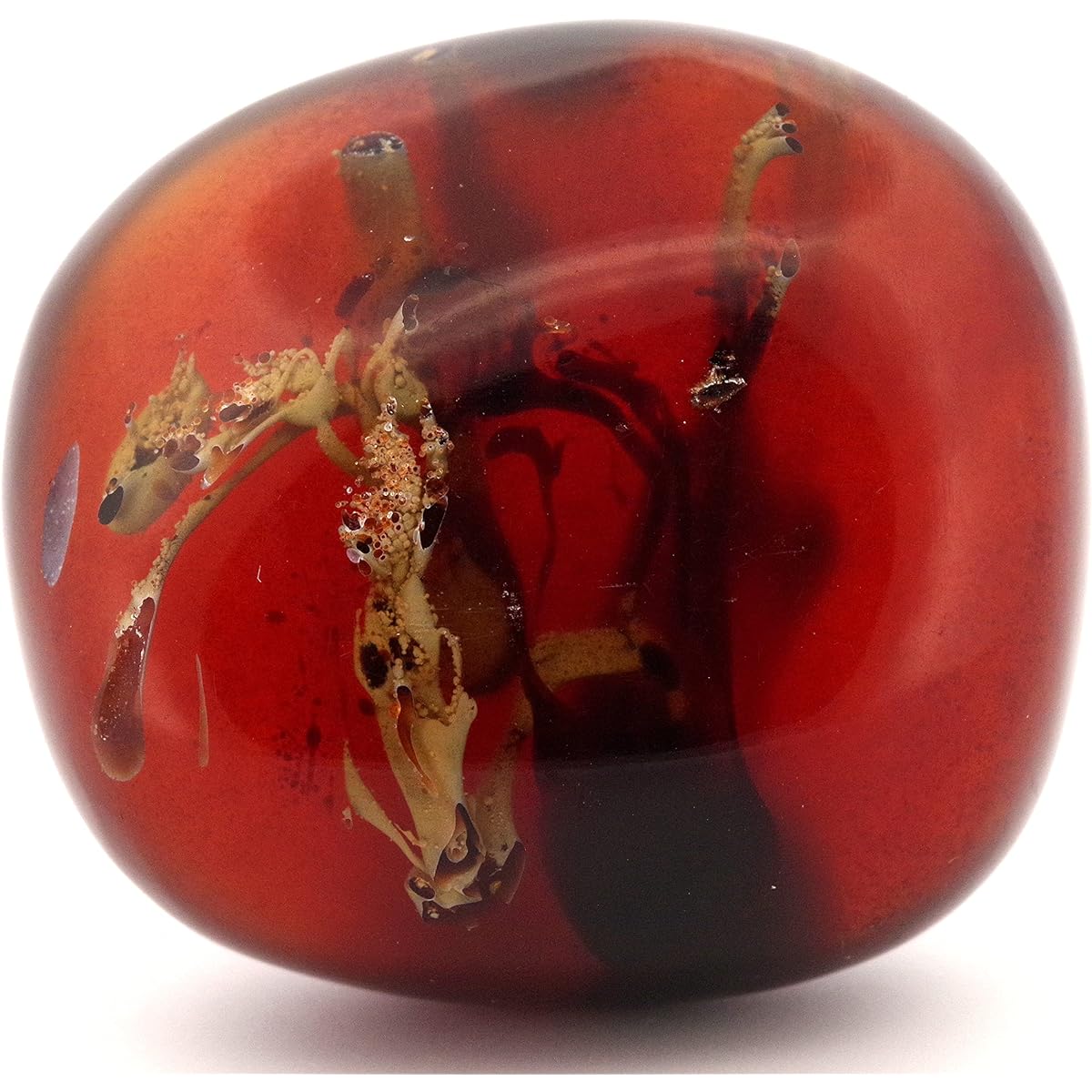 [N2 stone Natural] Natural fossil amber (polished blue amber) - Polished rough stone from Sumatra, Indonesia | (3 | "one of a kind" approx. 17g, 38x35x20mm)