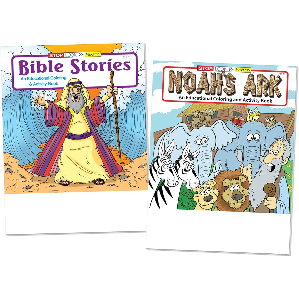 50 Pack: Bible Stories (25 Pack) Noah's Ark (25 Pack) Educational Christian Coloring and Activity Books for Kids, Bulk Purchase, Sunday School Teacher Supplies, Church Gifts for Kids (No Crayons)