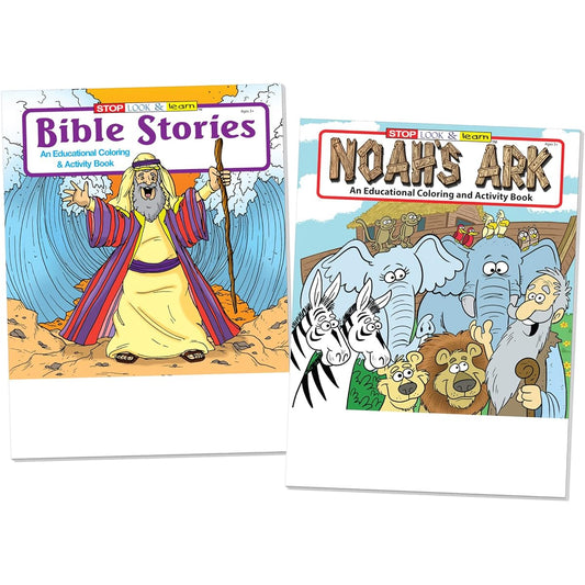 50 Pack: Bible Stories (25 Pack) Noah's Ark (25 Pack) Educational Christian Coloring and Activity Books for Kids, Bulk Purchase, Sunday School Teacher Supplies, Church Gifts for Kids (No Crayons)
