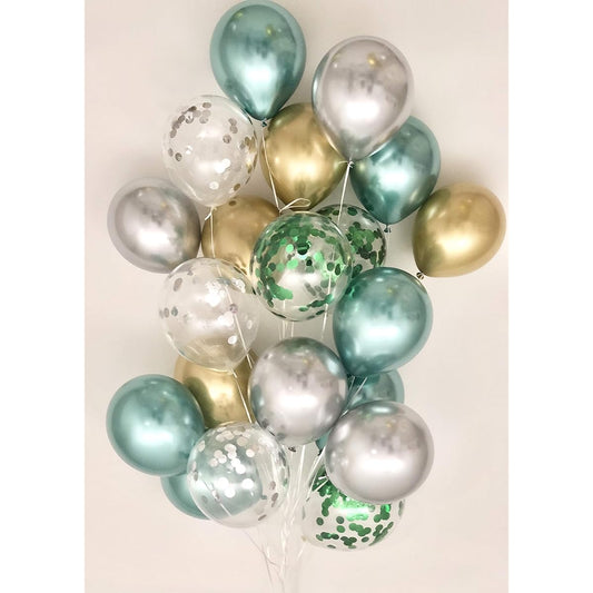 20pcs Sweet Moon Latex Balloon Bouquet - Baby Shower/Birthday/Gender Reveal/Eid/Ramadan Party Decorations (Green)