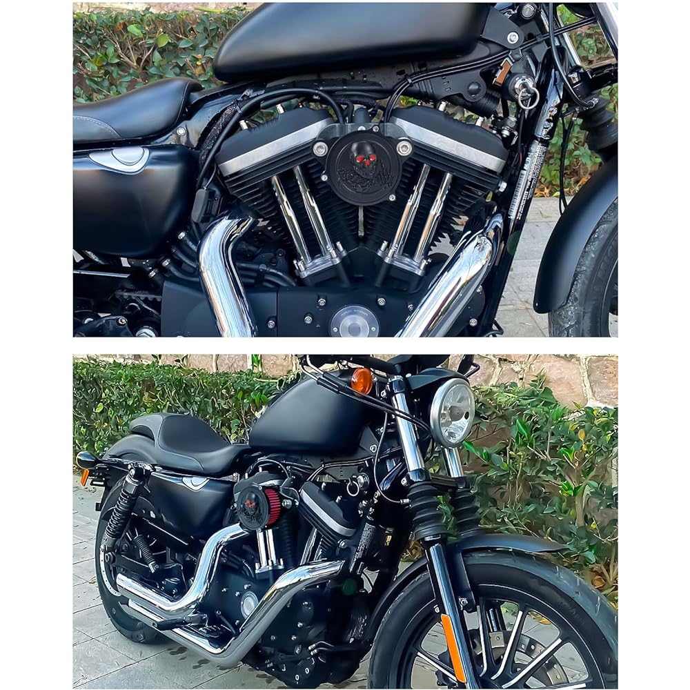 Bravema Motorcycle Air Filter Intake Kit Air Cleaner System Kit CNC Fit for Harley Sportster Iron 883 Dark Custom XL883 1998-2017