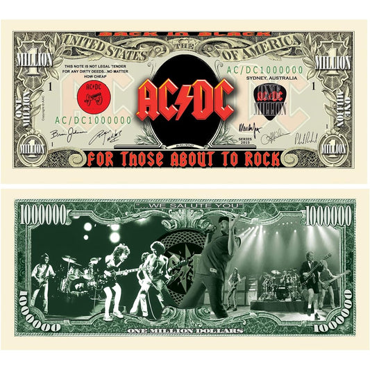 American Art Classics 5 Pack - AC/DC Million Dollar Bills - The perfect gift or memorabilia for any fan of this great band