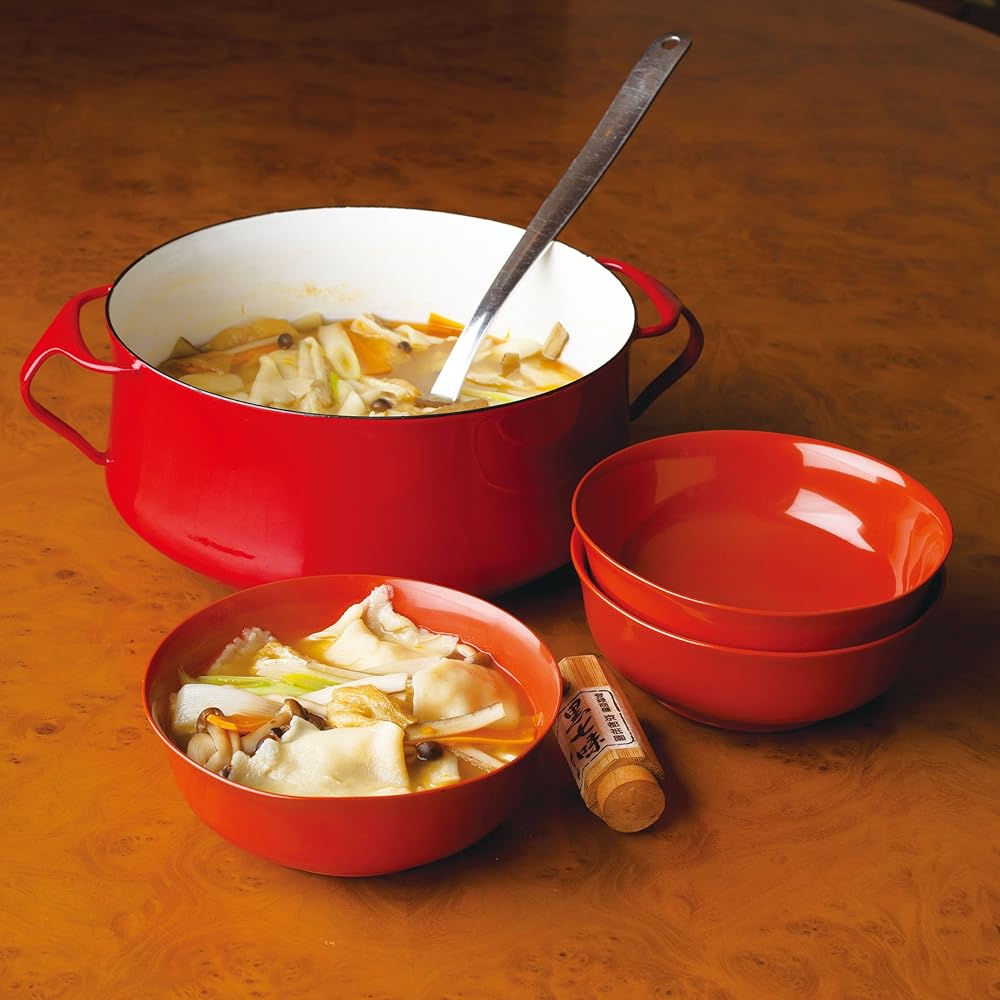 DANSK Koben Style Double Handed Pot 18cm 2.2L IH Compatible Chili Red Oven Compatible Enamel 834300