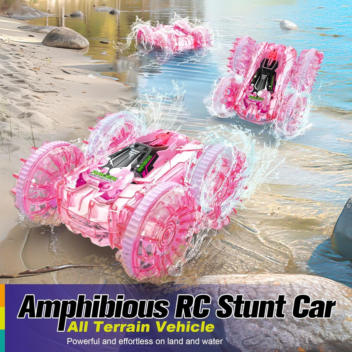 LECPOP Amphibious Remote Control Car for Children Pink