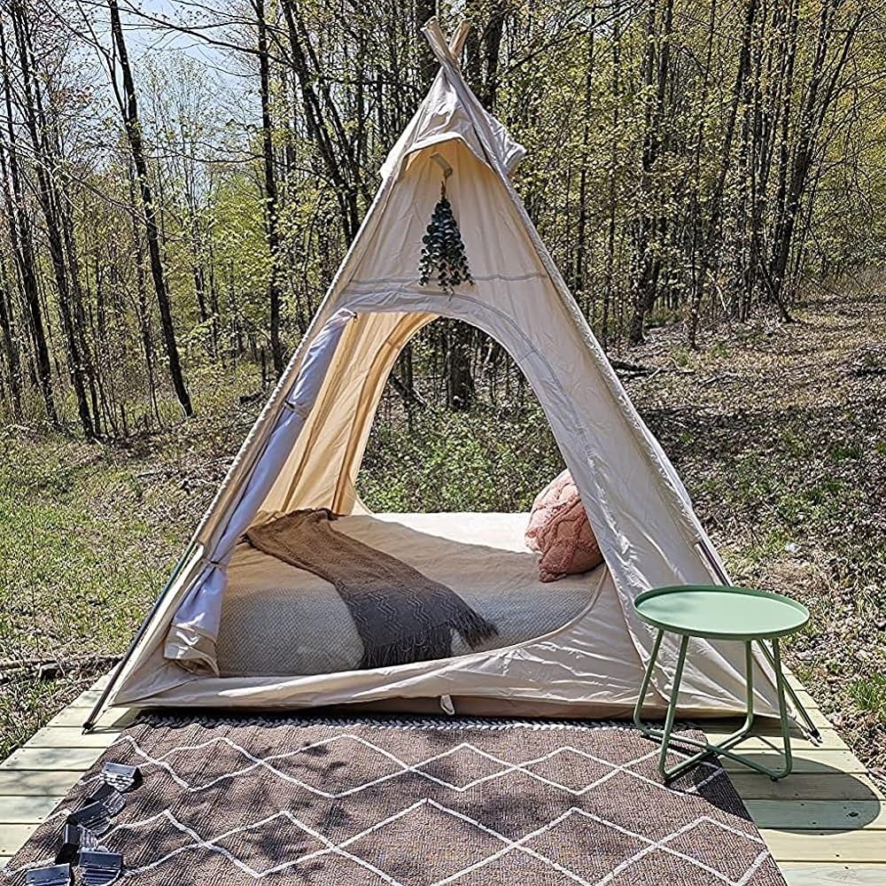 Three Season Cotton Canvas Camping Pyramid Tent 2-3 Persons