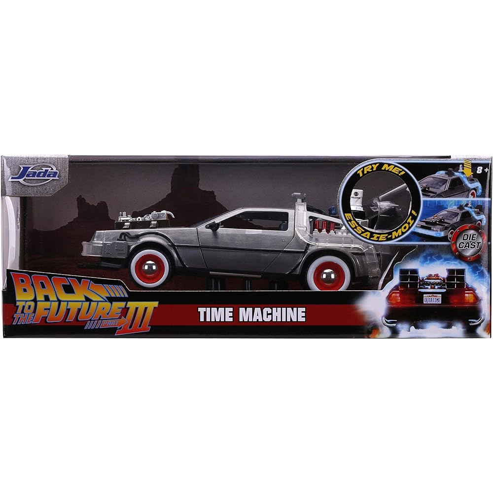 Back to The Future Part III 1:24 Time Machine Die-cast Car Light Up Feature, Toys for Kids and Adults