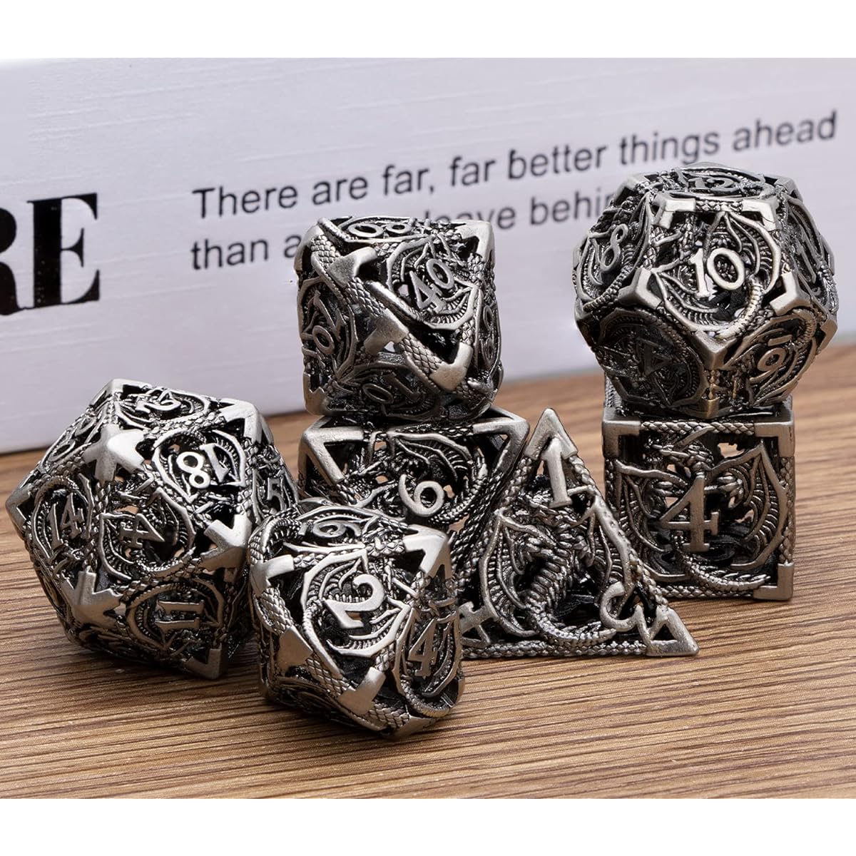 DND Metal Dice Set 7 Piece Dungeon Dragon Dice Style RPG Game