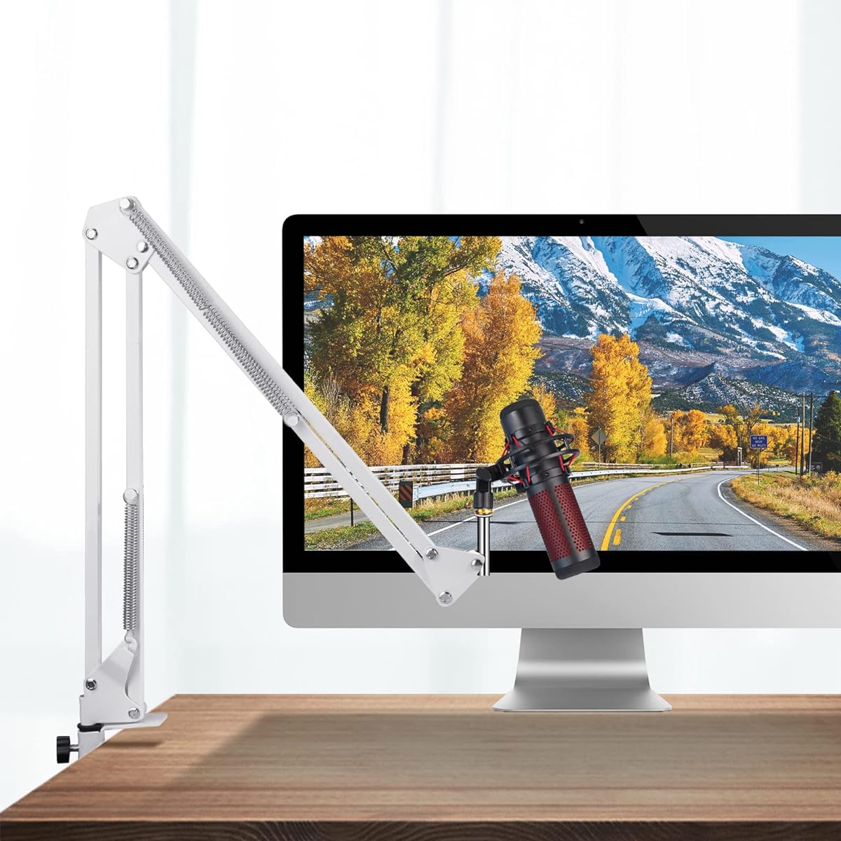 White Boom Arm for Hyperx Quadcast Microphone Desk White Stand Compatible with Hyperx Quadcast s Microphone Hyperx Quadcast Microphone White Arm Perfect for Podcast Gaming/Recording