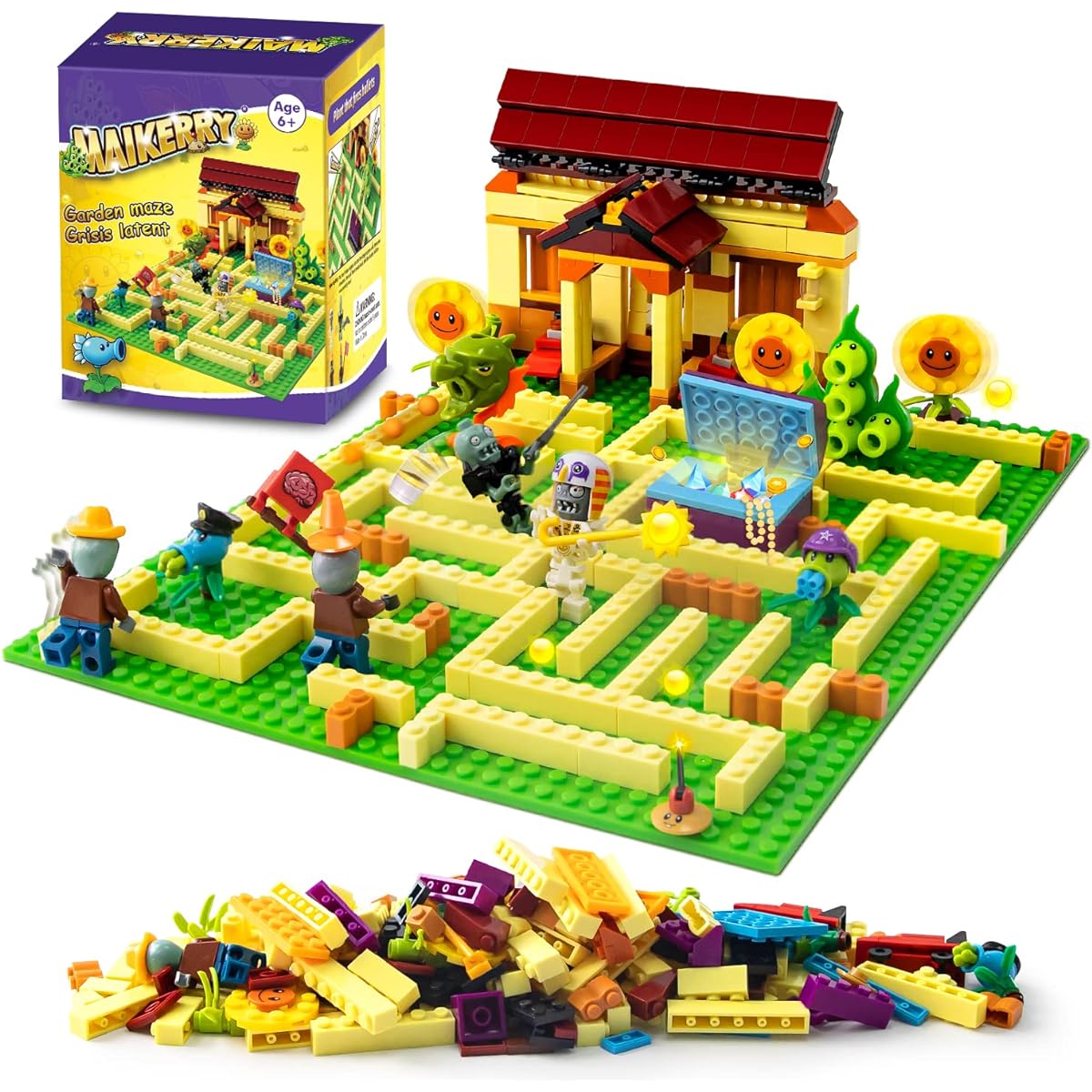 OLIA DESIGN Plants vs Zombies Toys Garden Maze Building Toys Action Figures Buildable Toys Game Fun Party Birthday Gifts for Boys Girls