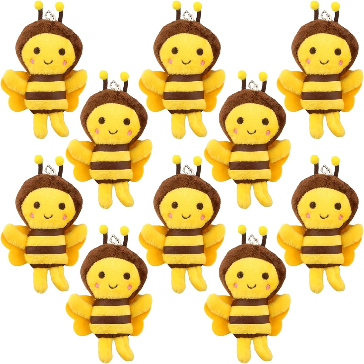 Puteraya 12 Pack 5 Inch Bee Stuffed Animal Toy Soft Stuffed Bee Cute Lifelike Stuffed Bee Keychain Birthday Holiday Baby Shower Animal Theme Party Favor Room Decor