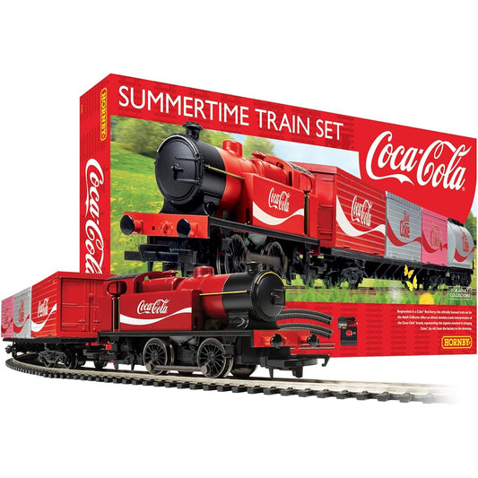 Hornby Hobbies Coca-Cola Summertime OO Electric Model Train Set HO Tracks Remote Control & US Power R1276T Red