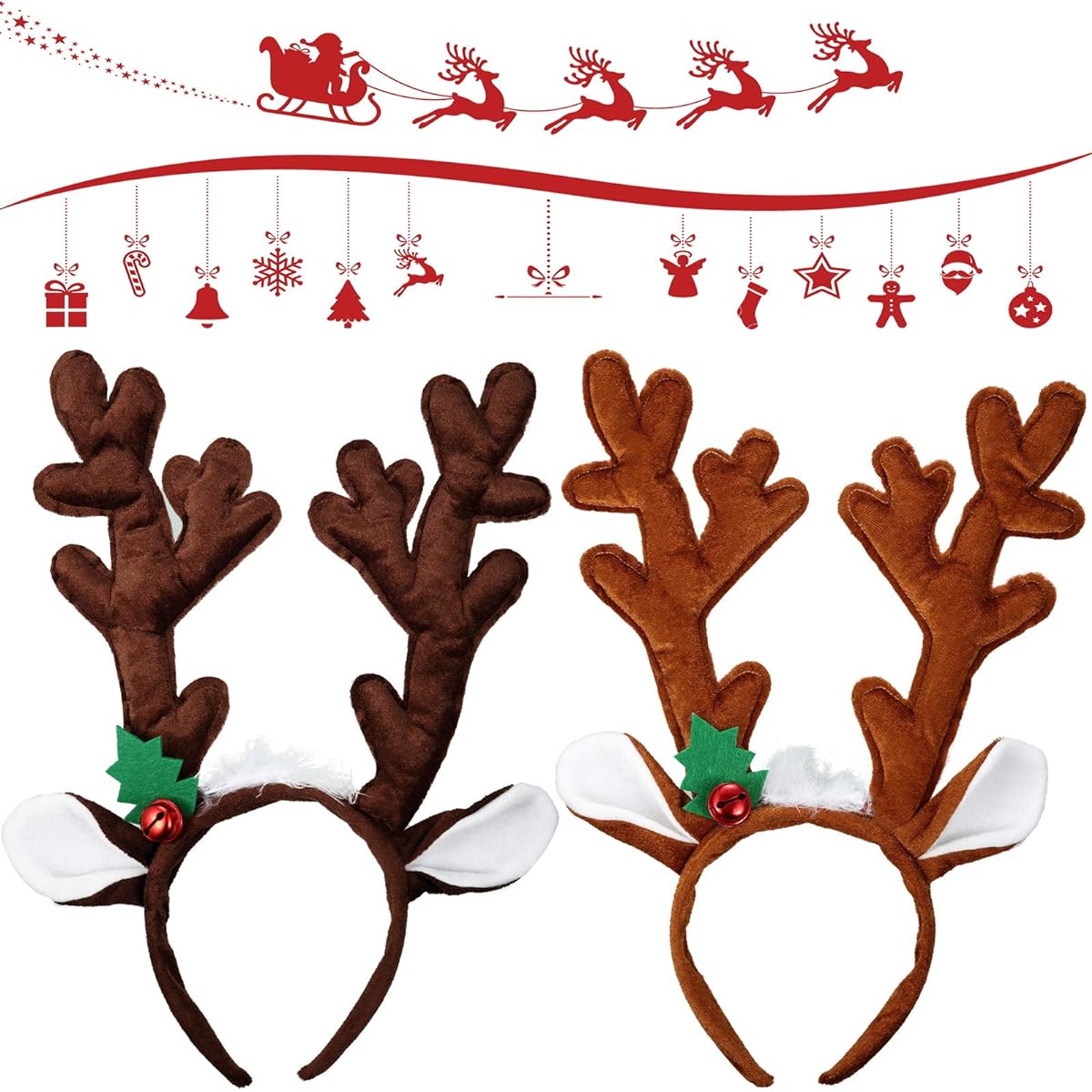 Dark Brown Light Brown Antler Headband Reindeer Headband Headwear Christmas Party Headband Deer Party Hairband for Christmas Easter Halloween Party