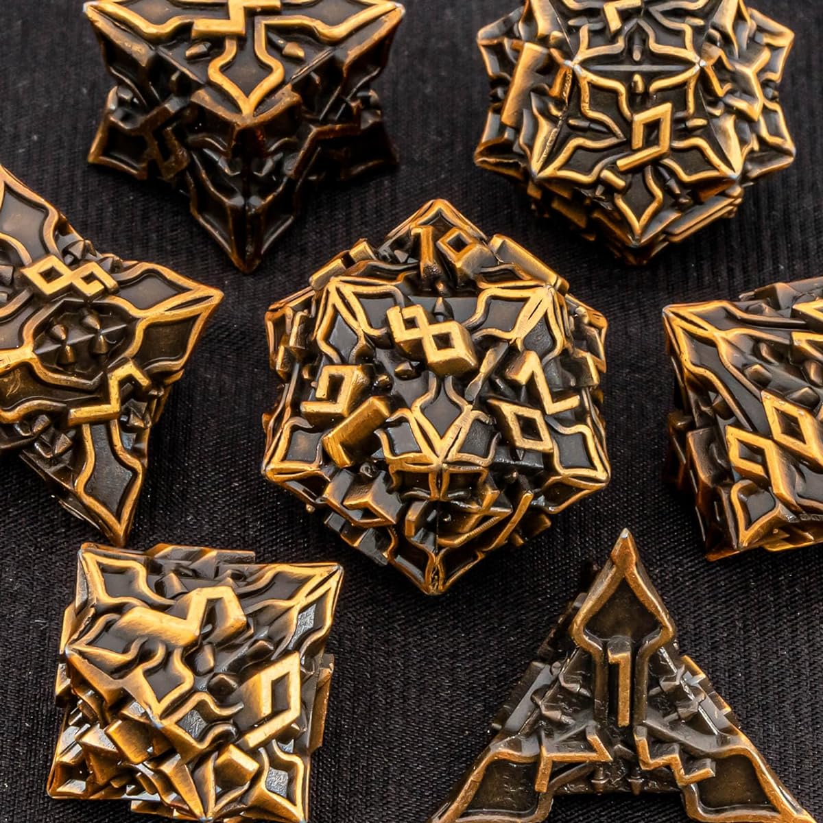 OUKELANWO Metal DND Dice Set D&D with Box Gold Polyhedral Dungeons and Dragons Dice D and D Role Playing Dice D20 Dice Set