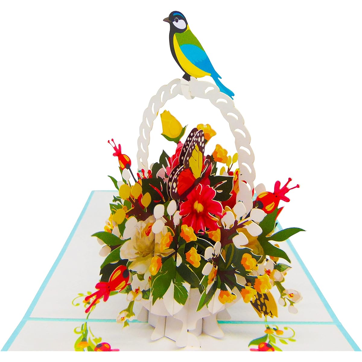 Bouquet with Birds Pop Up Card 3D Pop Up Greeting Cards for Birthday, Valentine's Day, Mother's Day, Spring, Father's Day, Graduation, Wedding, Anniversary, Thank You, Great Deal, Any Occasion, 6" x 6"