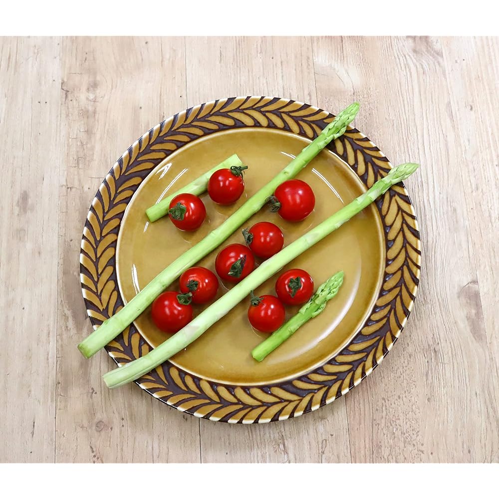 [Commercial use set] Plate series that lets you enjoy the feeling of a mountain hut, 24cm meat plate (caramel), 10-piece set