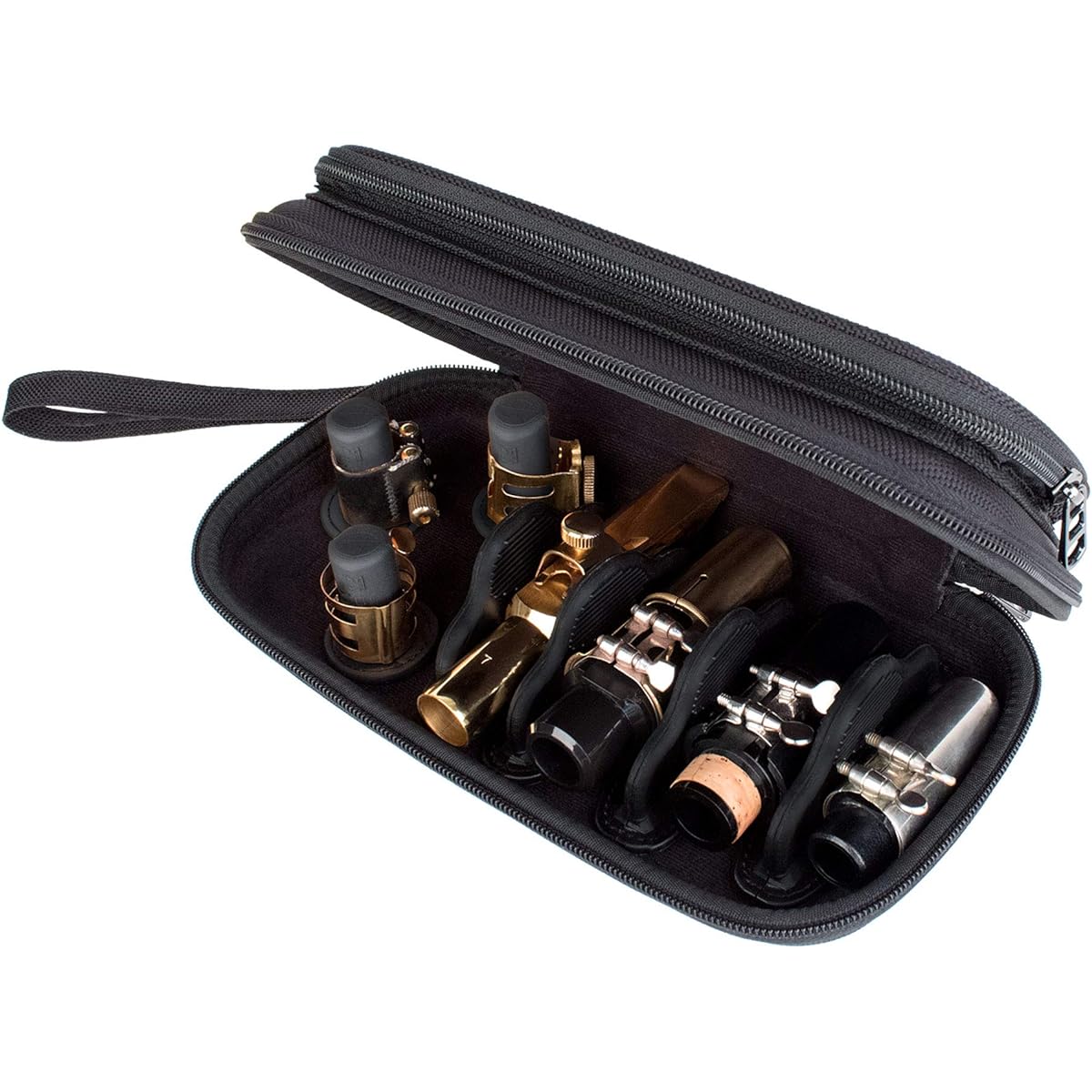PROTEC Woodwind Instrument Mouthpiece & Ligature Modular Pouch Holds 4 Mouthpieces A400 Black