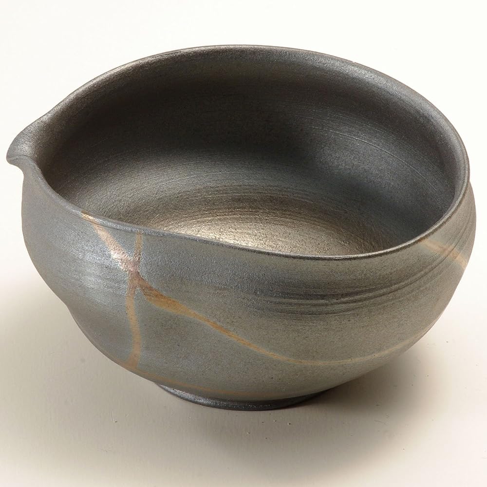 Shigaraki Ware Hechimon Tadashi Tomita's Utensil "Ginka Yugen" Black Gold Sake Utensil Set 3-9457