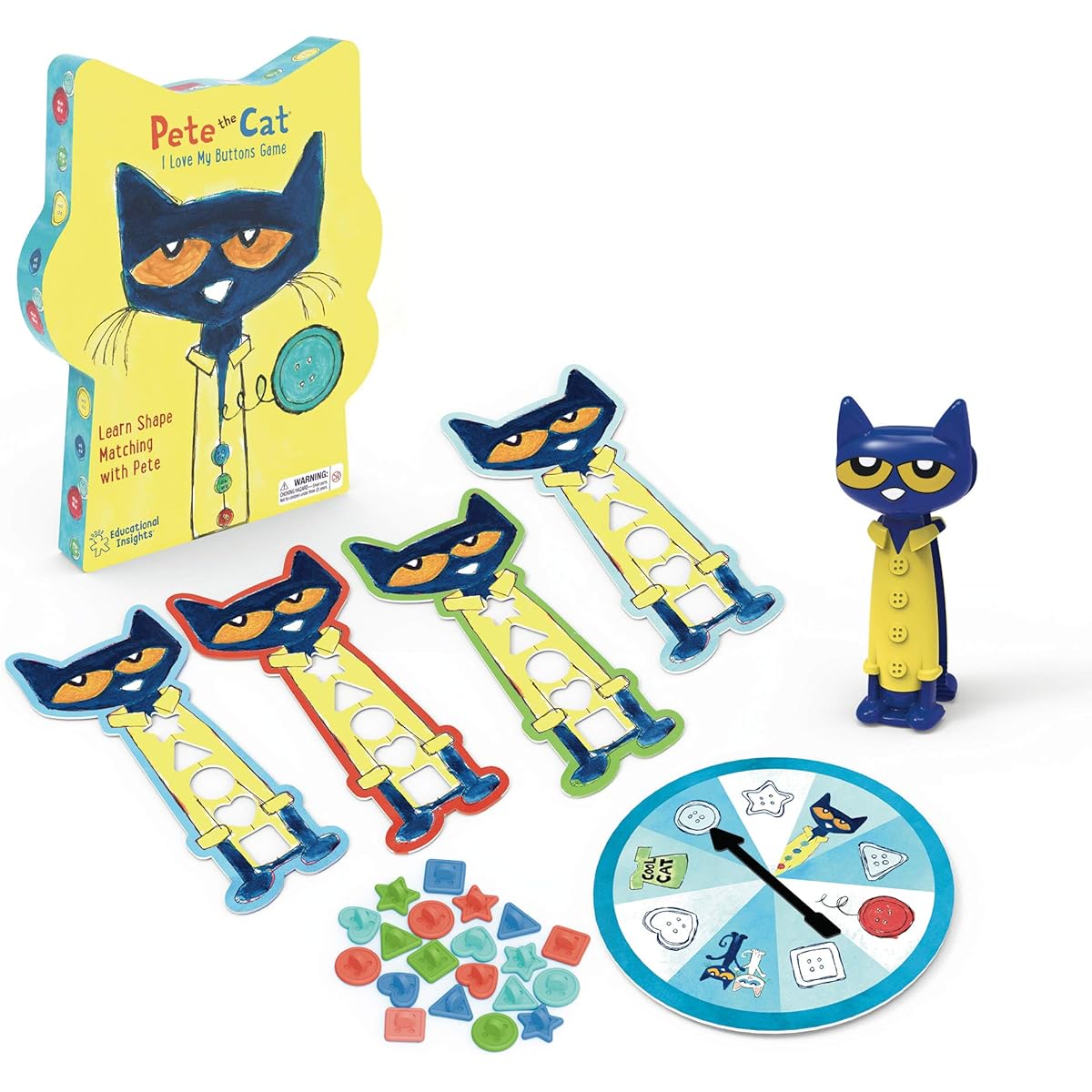 Educational Insights Pete the Cat I Love My Buttons Game Preschool Shape Matching Game Ages 3+