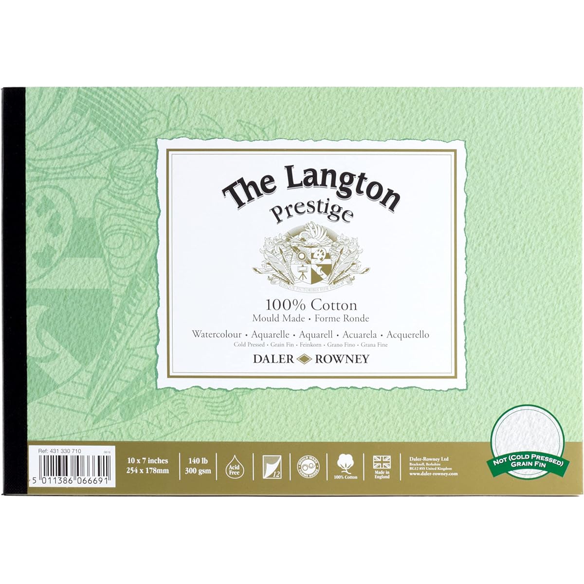 Daler Rowney Langton Prestige Pads NOT 177 x 254mm (7" x 10") 300gsm 12 sheets (PAD)