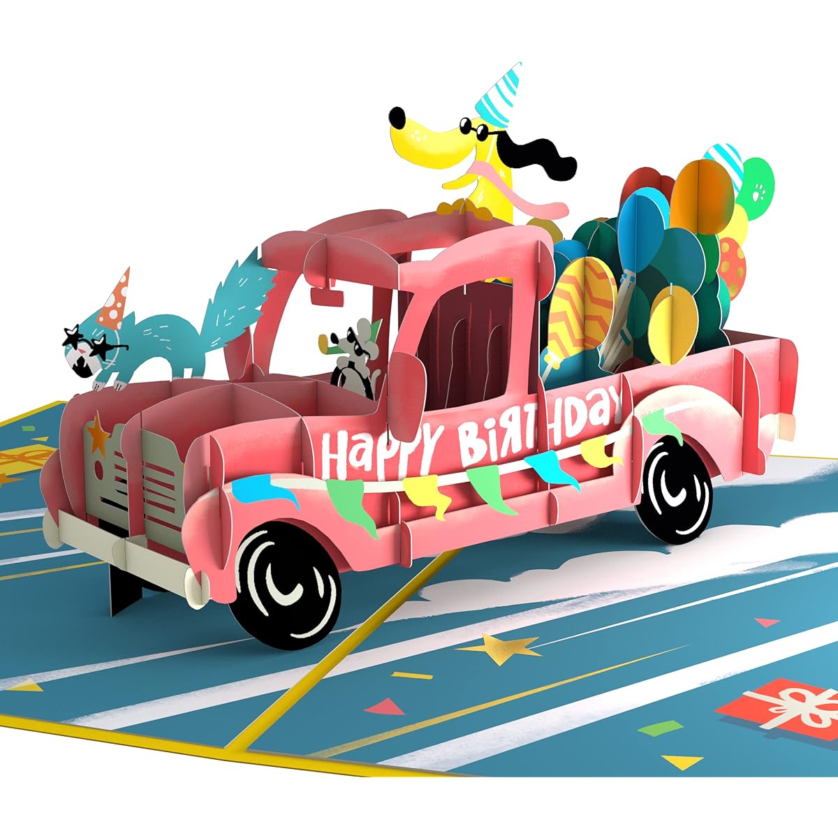 Lovepop Birthday Truck with Pop Up Gift Birthday Card Handmade 3D Pop Up Greeting Card Birthday Card 5 x 7 Inch