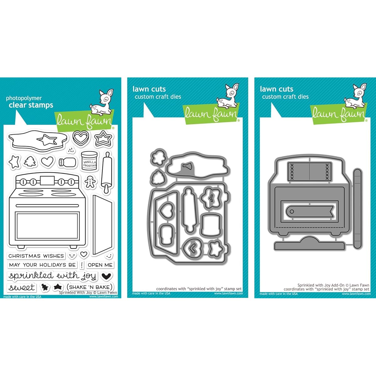 Lawn Fawn Sprinkled With Joy Clear Stamp & Die Set - 1 Stamp (LF1214) & 2 Dies (LF1215 & LF1271) - Set of 3