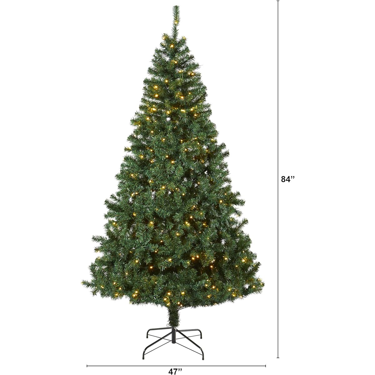 Nearly Natural 7' Northern Tip Pine Artificial Christmas Tree with 350 Clear LED Lights, Green