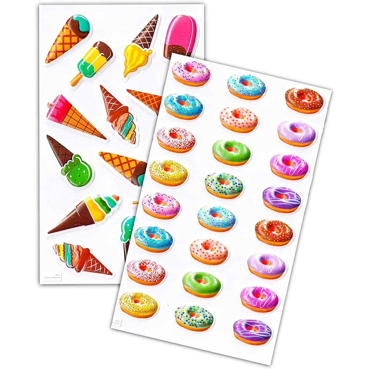 Candy Donut Ice Cream Food Stickers Bundle - 12 Pack Ice Cream Party Decorations Food Stickers for Kids (Party Decorations Party Favors)