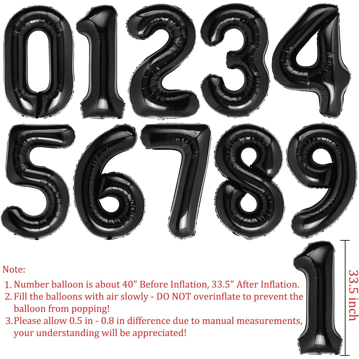 Birthday Number Balloons Black 40 Inch Mylar Foil Number 13 Balloons Birthday Party Decorations Digital 13