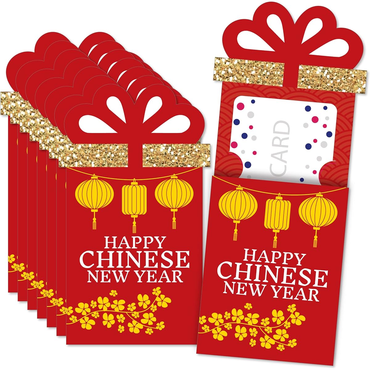 Big Dot of Happiness Chinese New Year - Year of the Tiger Money & Gift Card Sleeves - Fantastic Gift Card Holders - Set of 8