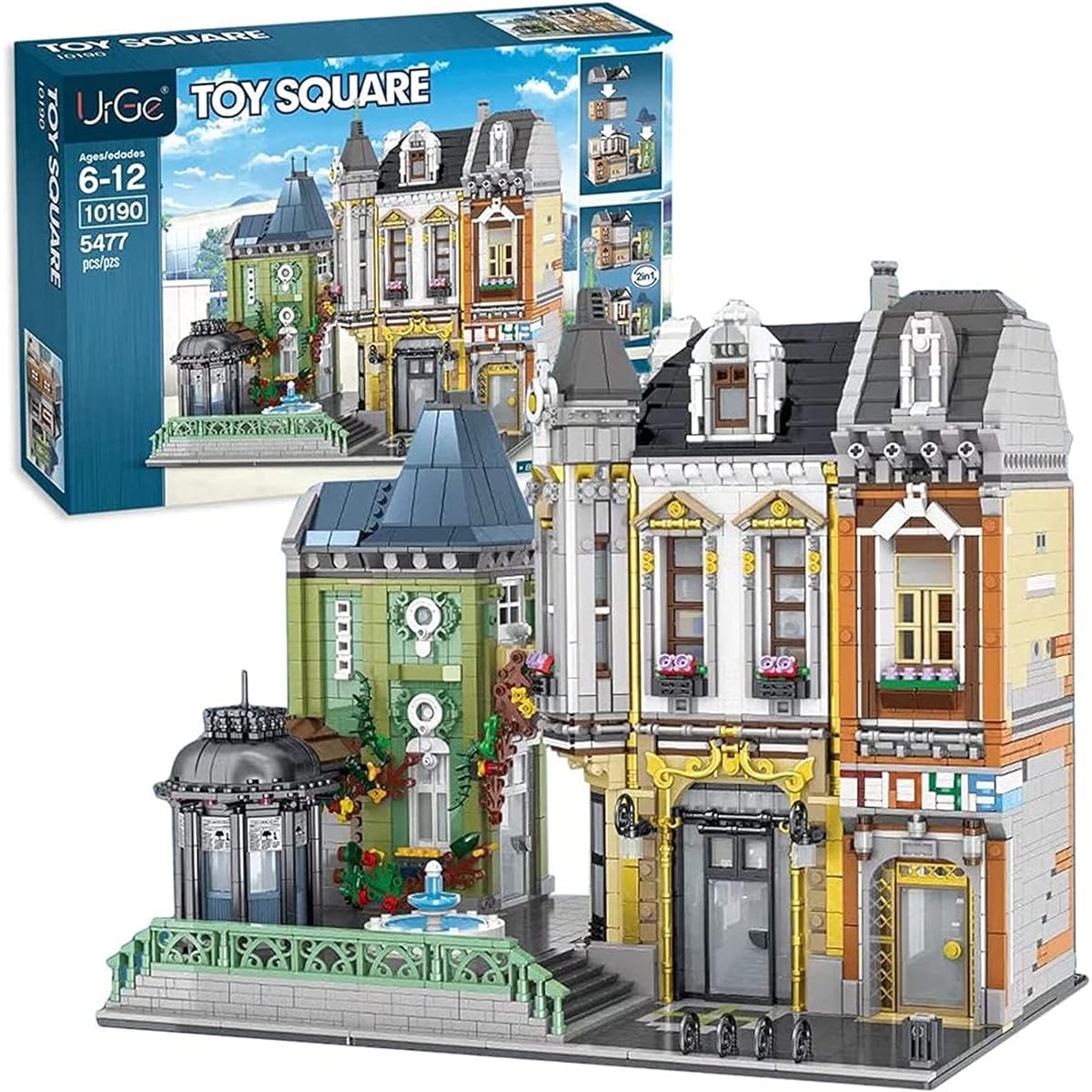Modular House Building Blocks Model - 5477 Terminal Blocks Toy Shop Modular Architecture Model, Custom Building Game Compatible with Lego 10190 SCRTWZX
