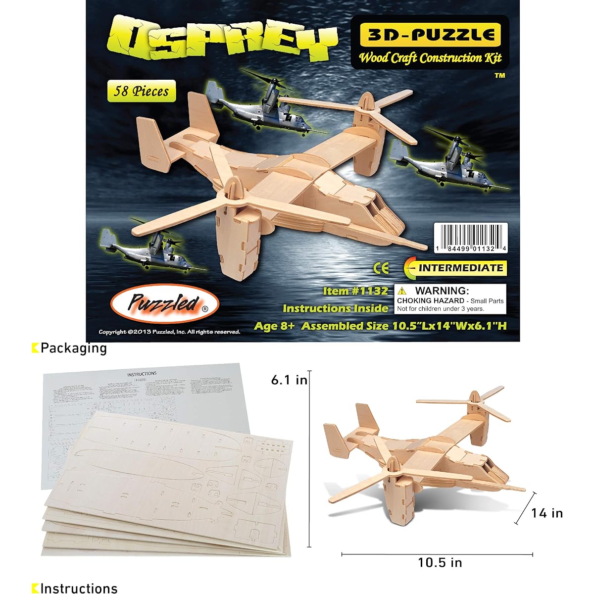 Puzzled Osprey 3D Natural Wood Puzzle