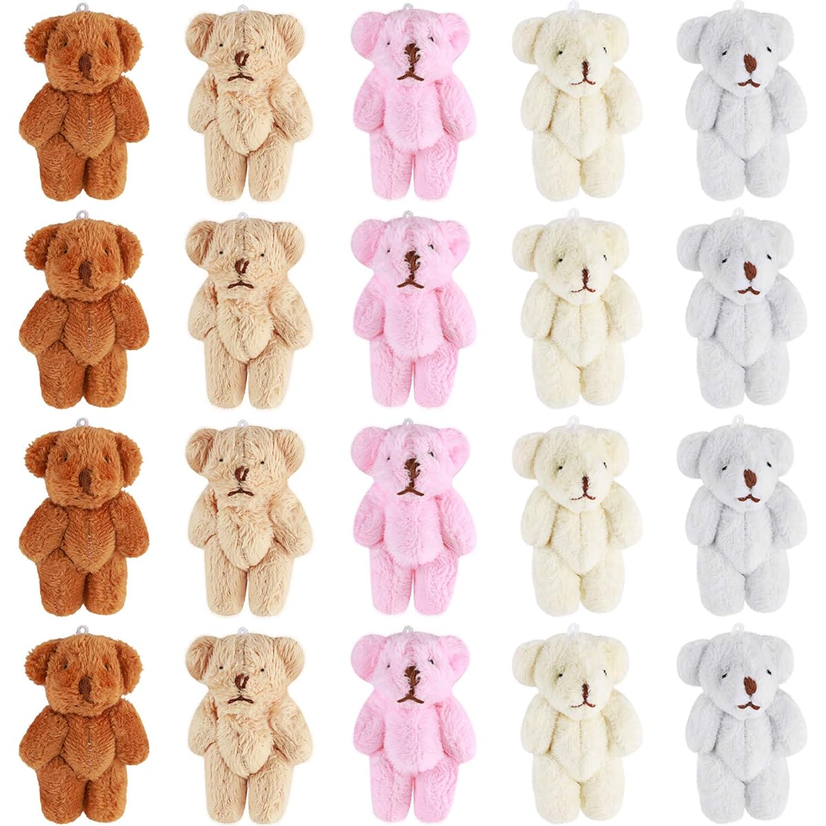 20 Pieces Mini Plush Bears Small Stuffed Animal Bears Soft Animal Toys Small Bears for 2021 Graduation Birthday Wedding Decorations Party Favors (Basic Style)