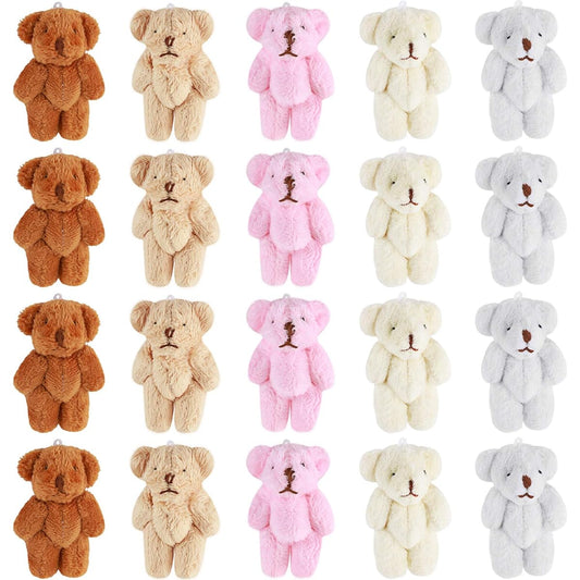20 Pieces Mini Plush Bears Small Stuffed Animal Bears Soft Animal Toys Small Bears for 2021 Graduation Birthday Wedding Decorations Party Favors (Basic Style)