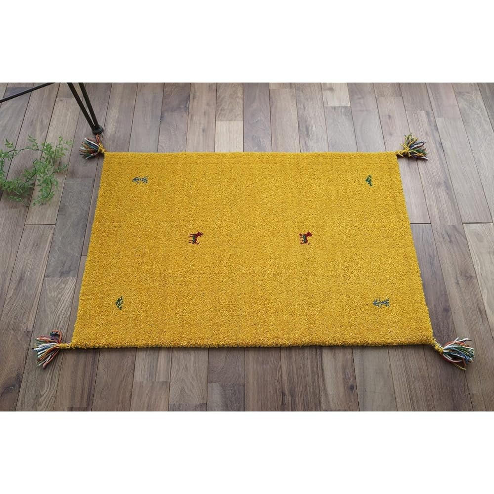 Sayangsayan Handwoven Gabbeh Gabbeh Entrance Mat Indoor SW01 70x120 Yellow Wool