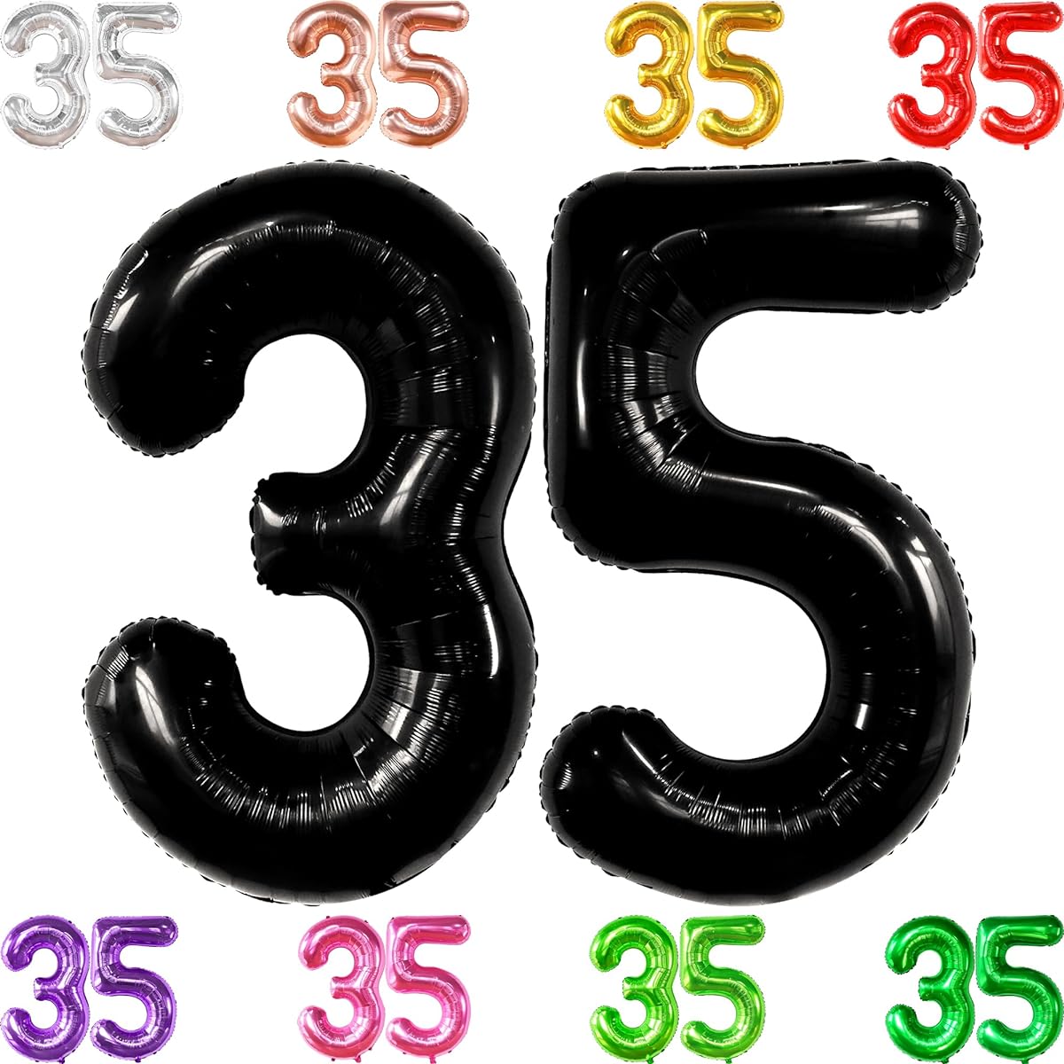 KatchOn Giant Black 35 Balloons Number - 40 Inch | 35th Birthday Decorations for Men | 35th Birthday Balloons for Women | 35th Birthday Decorations | 35 Black Balloons 35 Birthday Decorations for Men